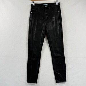 7 For All Mankind Coated Skinny Jeans Womens 27 Black Waxed Edgy Rocker Biker